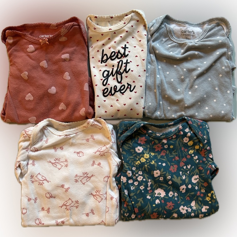 Carters size 0-3 long sleeve infant bodysuits